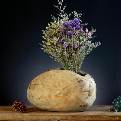 原木实木花座花盆花器花瓶花桶花艺桌面装饰器皿摆件自然插花展示图片