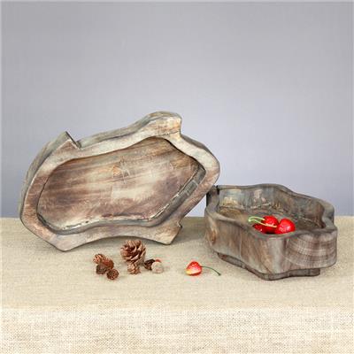 个性设计复古做旧侘寂ins田园乡村木制餐盘果盘摆盘展示图片