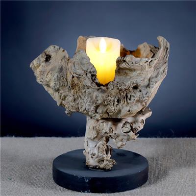 手工木质烛台朽木根树枝复古蜡烛台烛光浪漫晚餐创意摆件展示图片