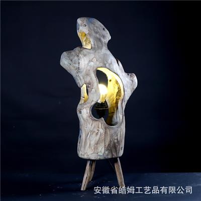 手工制作原木工艺落地台灯田园温馨民宿酒店装饰灯具展示图片