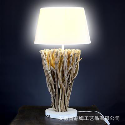 手工制作木质台灯落地灯民宿餐厅咖啡馆朽木树枝装饰灯具展示图片
