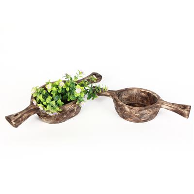 北欧轻奢木质带耳花盆花瓶花艺插花容器民宿客厅桌面摆件展示图片