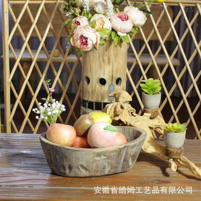 新中式手工制作家居田园风原木船型摆盘果盘装饰器皿摆件展示图片