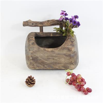 手工制作带柄绿植多肉花盆花槽插花容器民宿居家桌面摆件展示图片