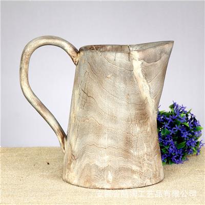 木质手工茶壶型插花艺花瓶新中式民宿咖啡厅酒店摆台花瓶展示图片