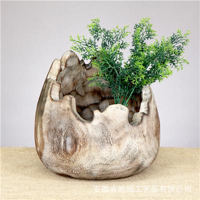 手工木质花瓶北欧新中式民宿客餐厅卧室书房软装摆件花瓶展示图片