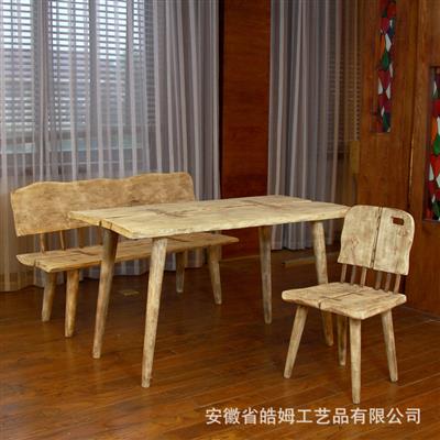 手工打造木质工艺长椅靠椅木桌家居民宿创意装饰家具展示图片