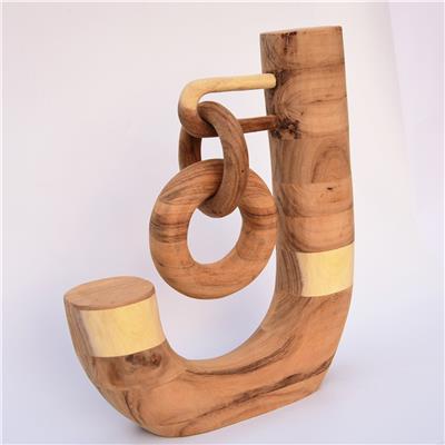 手工制作胡桃木装饰摆件家居玄关桌面J字造型装饰工艺品展示图片