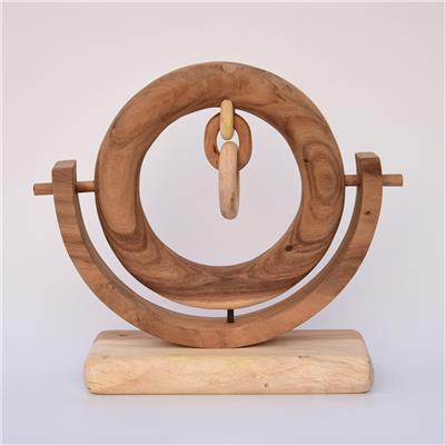 手工制作胡桃木装饰摆件家居玄关桌面双圆造型装饰工艺品展示图片