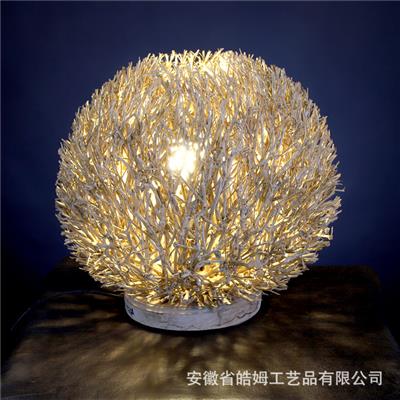 木质工艺台灯落地灯民宿餐厅咖啡馆朽木树枝装饰木质灯具展示图片