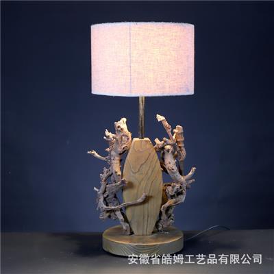 手工制作原木工艺落地台灯田园温馨民宿酒店装饰灯具展示图片