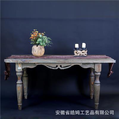 手工制作木质长桌四角桌供桌餐桌复古家居名宿装饰摆件展示图片