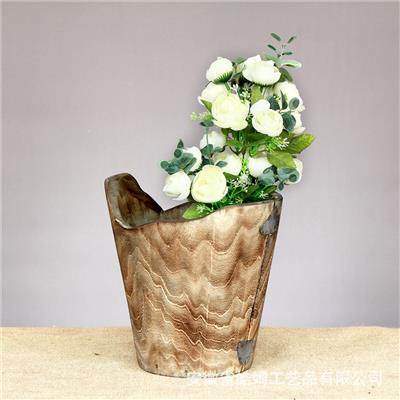 手工制作木质工艺花瓶花盆花桶插花花器家居民宿储物器皿展示图片