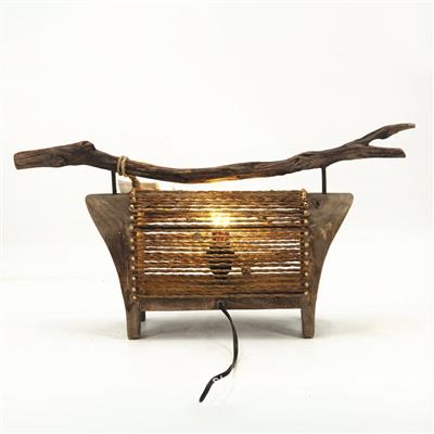 手工制作原木和麻绳工艺落地台灯田园温馨民宿装饰灯具展示图片