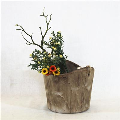 手工制作小型烧桐木复古工艺品装饰花瓶花桶花盆花器展示图片
