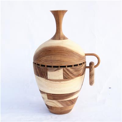 手工制作胡桃木装饰花瓶花桶花器家居桌面摆件工艺品展示图片