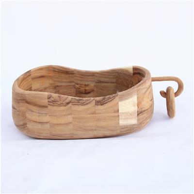手工制作胡桃木椭圆装饰花盆果盘家居桌面摆件工艺品展示图片