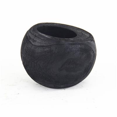 手工制作黑色碳化木质斜口装饰花盆家居别墅酒店工艺摆件展示图片