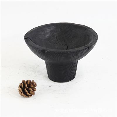 手工创意新中式碳化栗木托盘果盘家居别墅艺术装饰摆件展示图片