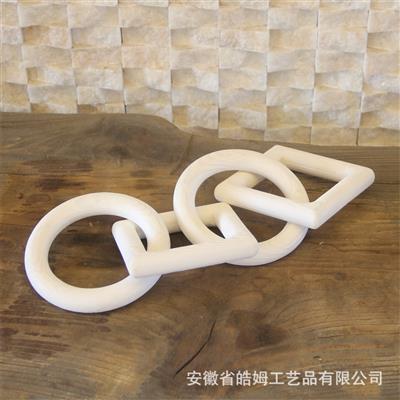 现代简约ins侘寂风手工木质链条家居装饰客厅墙饰电视柜四环挂件展示图片