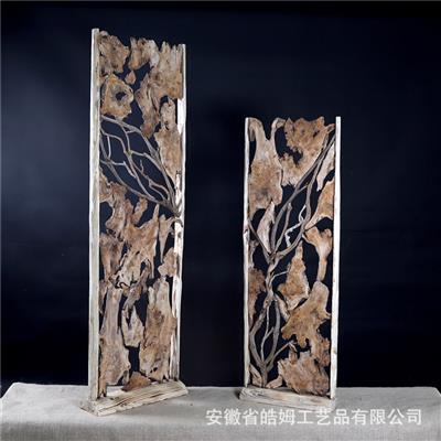 手工制作木质工艺屏风摆件多功能木质挂勾树根装饰摆件展示图片