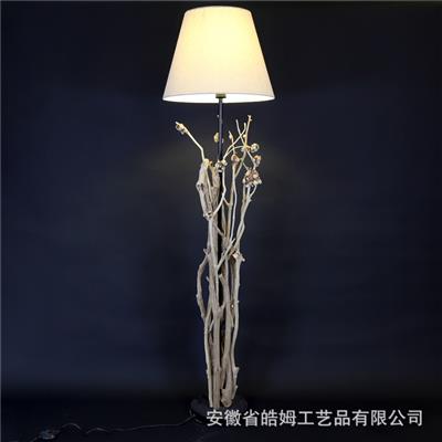 手工制作木质台灯落地灯民宿餐厅咖啡馆朽木树枝装饰灯具展示图片