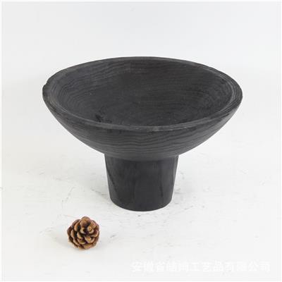 手工创意新中式碳化栗木托盘果盘家居别墅艺术装饰摆件展示图片
