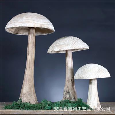 手工木质摆件民宿酒店树根装饰蘑菇树叶圣诞树造型展示图片