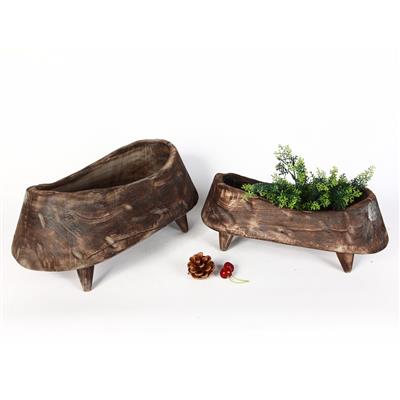 手工制作木质装饰摆件吊盆果盘摆盘花器做旧储物器皿展示图片