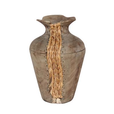 手工制作蒲草和泡桐混搭编织花桶书画桶器皿装饰摆件展示图片