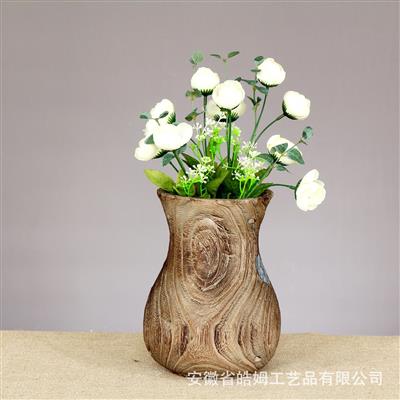 手工木质花瓶插花花艺花卉别墅家居软装客厅民宿时尚摆件展示图片