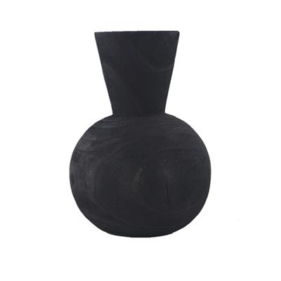 手工艺黑色碳化木质造型花瓶花器创意民宿酒店别墅装饰品展示图片