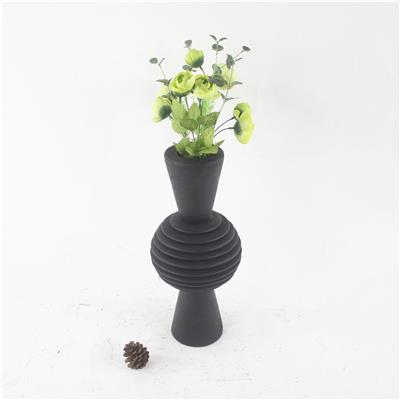 手制新中式碳化栗木黑色桌面花瓶家居别墅艺术馆装饰摆件展示图片