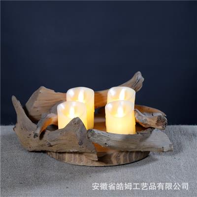 手工制木质烛台朽木树枝复古蜡烛台烛光浪漫晚餐创意摆件展示图片