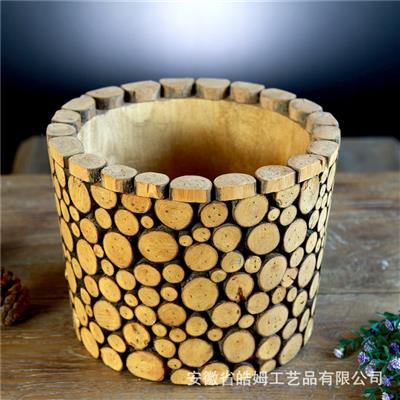 手工木质插花花艺花盆花桶花器家庭园艺室内绿植盆景容器展示图片