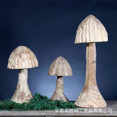 手工工艺木质摆件民宿酒店树根装饰蘑菇树叶圣诞树造型展示图片