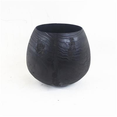 侘寂风黑色碳化实木花盆花坛展示图片